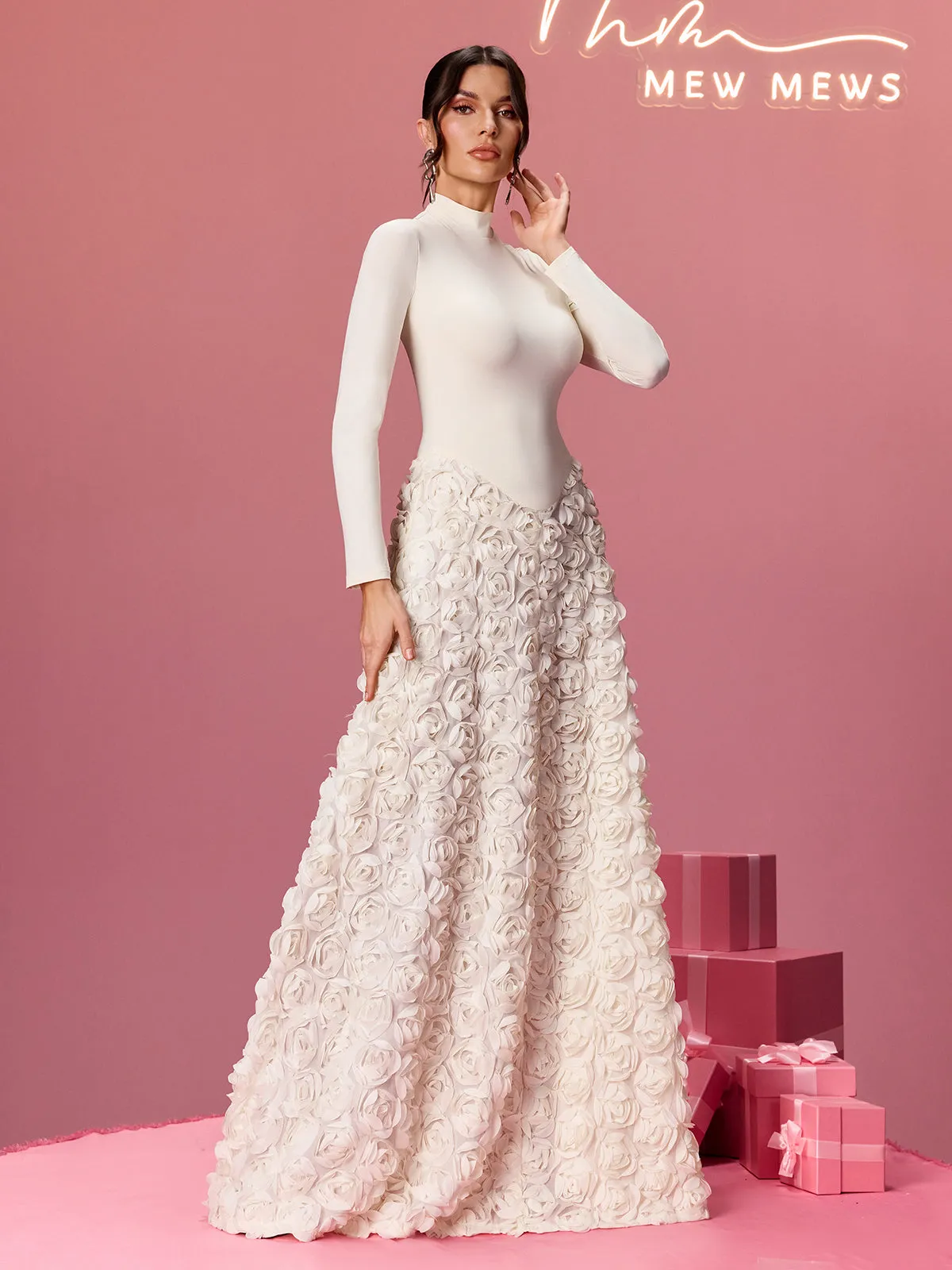 Aldram Long Sleeve Flower Maxi Dress sold by Mew Mews product image thumbnail 5