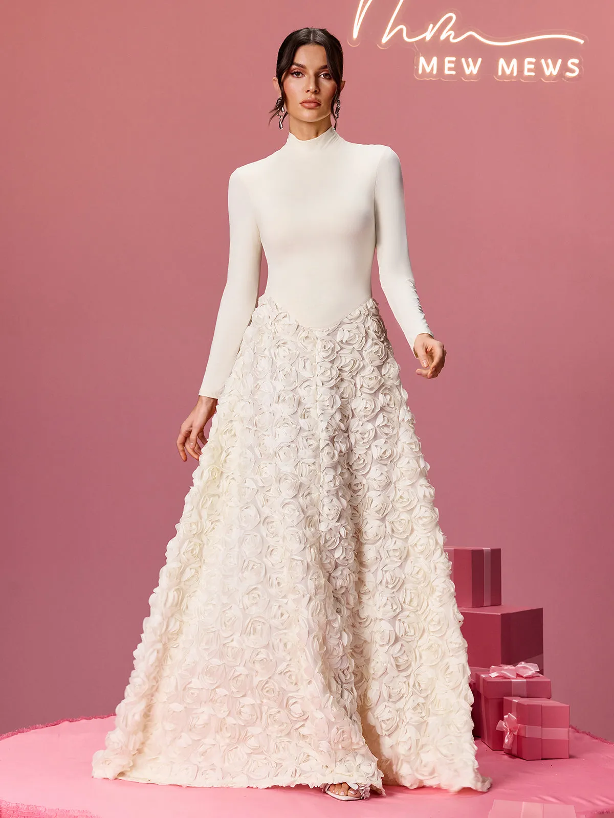 Aldram Long Sleeve Flower Maxi Dress sold by Mew Mews product image thumbnail 2