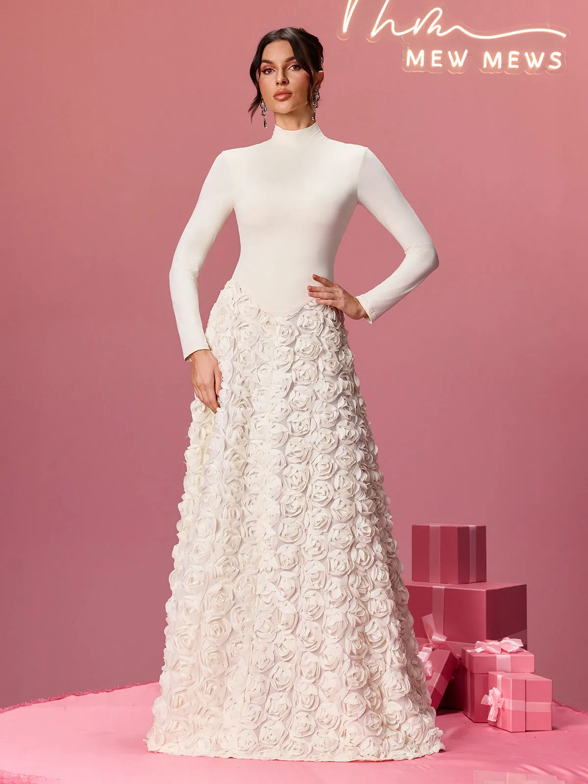 Aldram Long Sleeve Flower Maxi Dress sold by Mew Mews