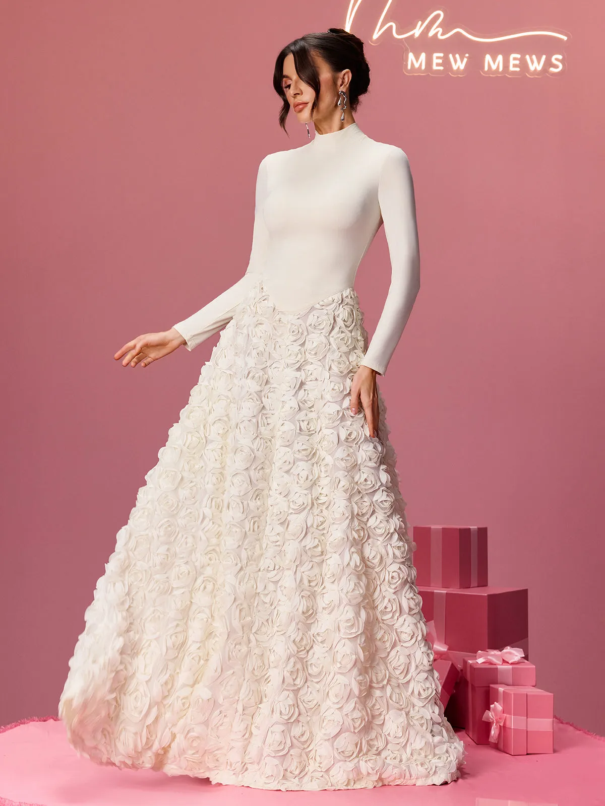 Aldram Long Sleeve Flower Maxi Dress sold by Mew Mews product image thumbnail 4