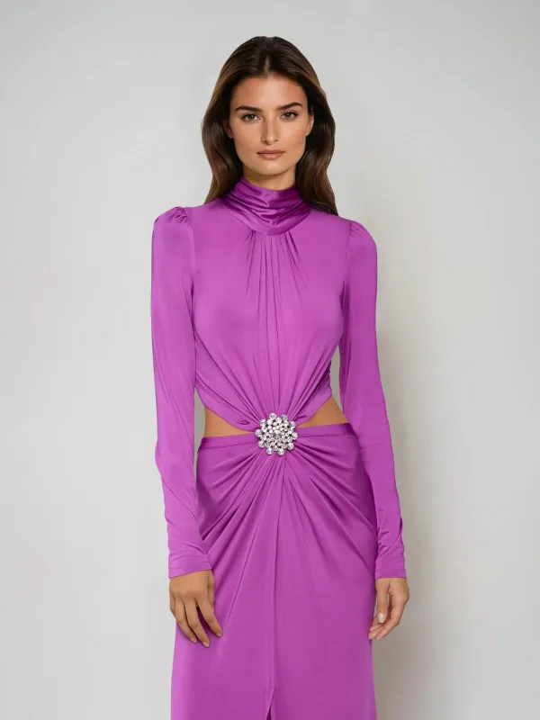 Helvex Cutout Rhinestone Maxi Dress sold by Mew Mews