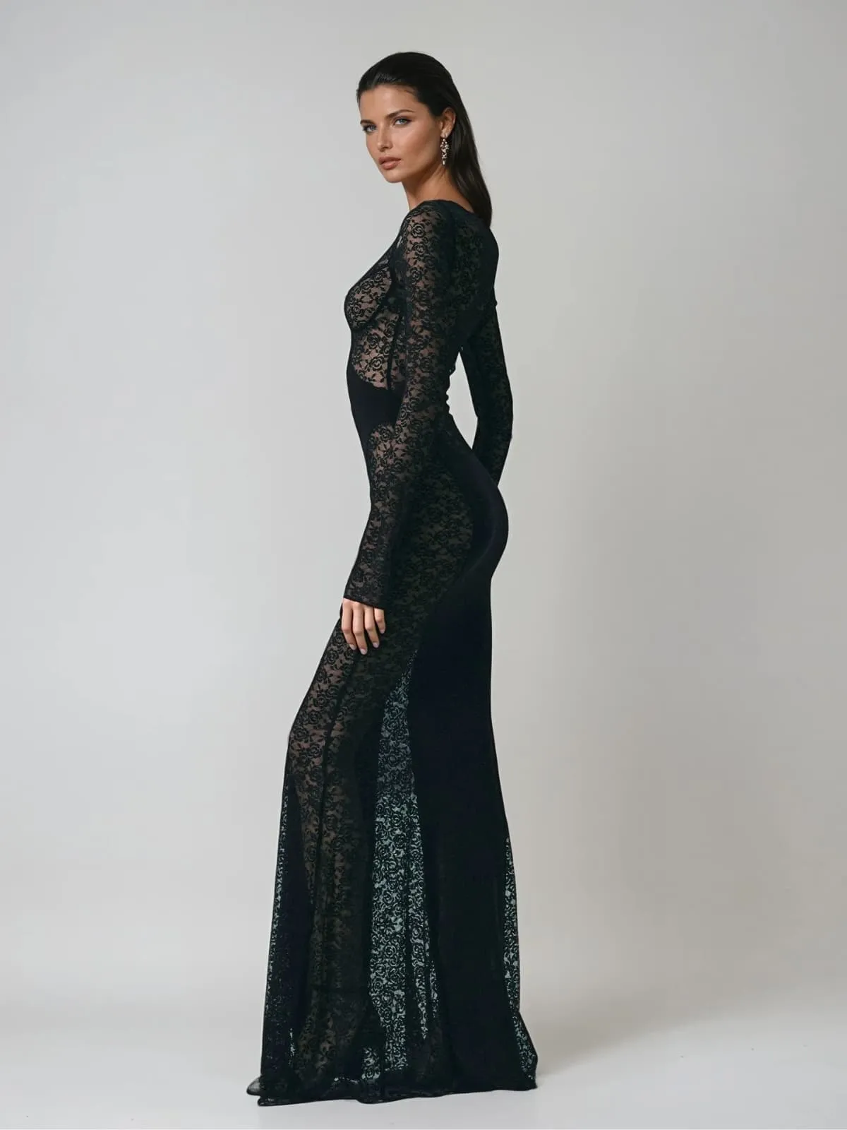 Koryxel U Neck Cutout Maxi Dress In Black sold by Mew Mews product image thumbnail 2