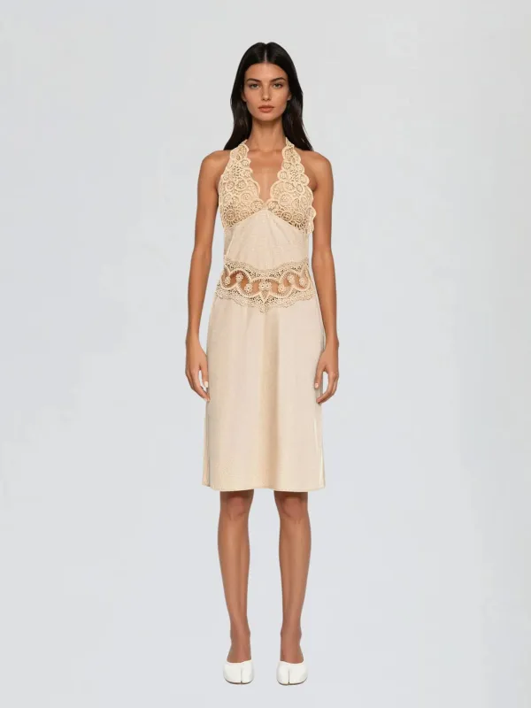 Clyxen Halterneck Lace Mini Dress sold by Mew Mews