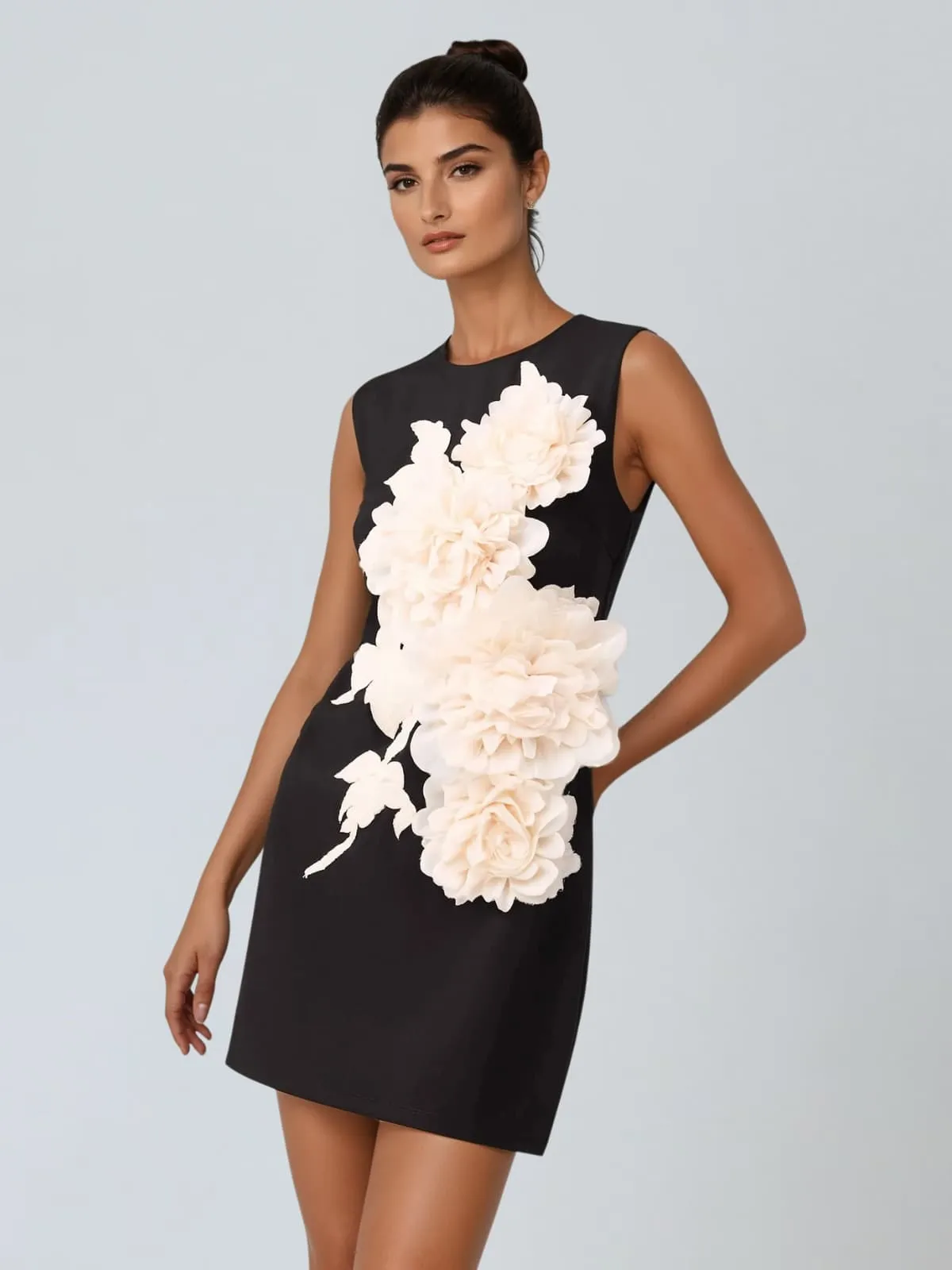 Exvila Sleeveless Flower Mini Dress sold by Mew Mews product image thumbnail 3