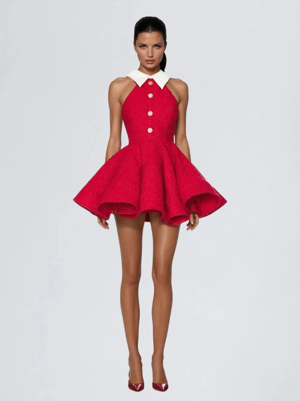 Dewcrest Folded Collar Ruffle Mini Dress sold by Mew Mews