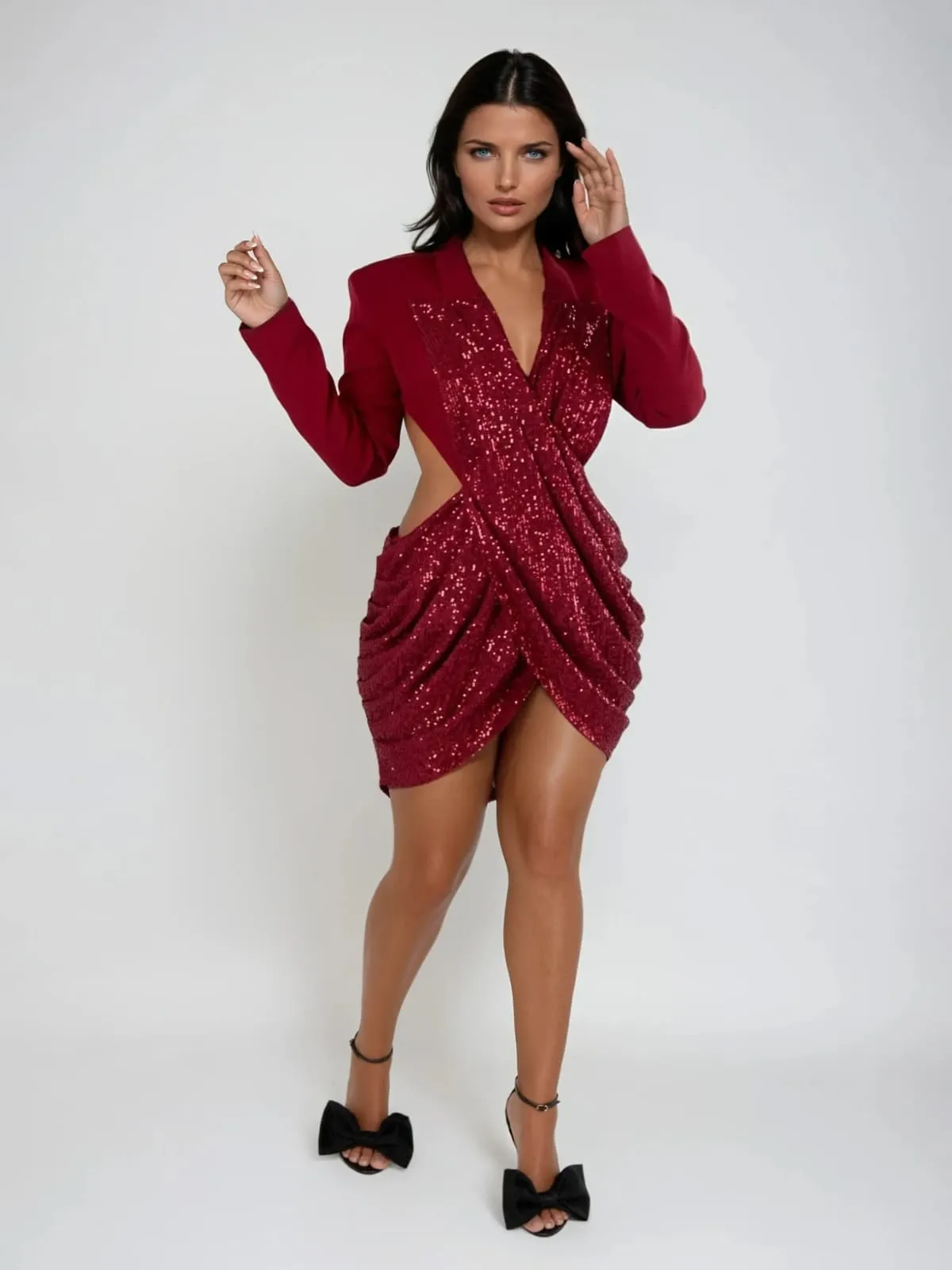 Jounceface V Neck Sequin Cutout Mini Dress sold by Mew Mews product image thumbnail 2