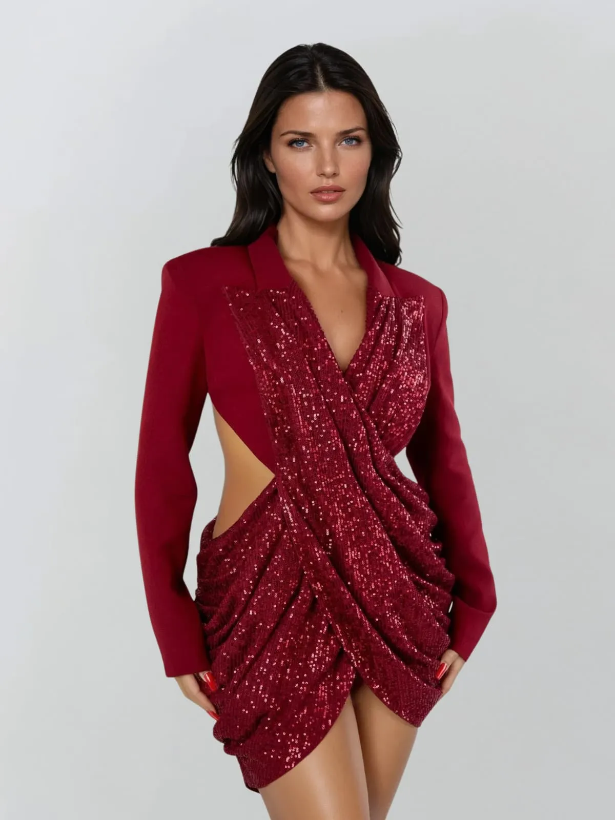 Jounceface V Neck Sequin Cutout Mini Dress sold by Mew Mews