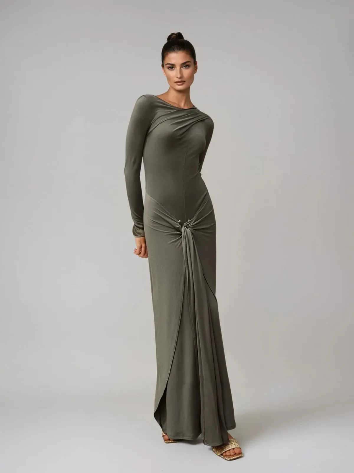 Jovectra Long Sleeve Draped Maxi Dress sold by Mew Mews