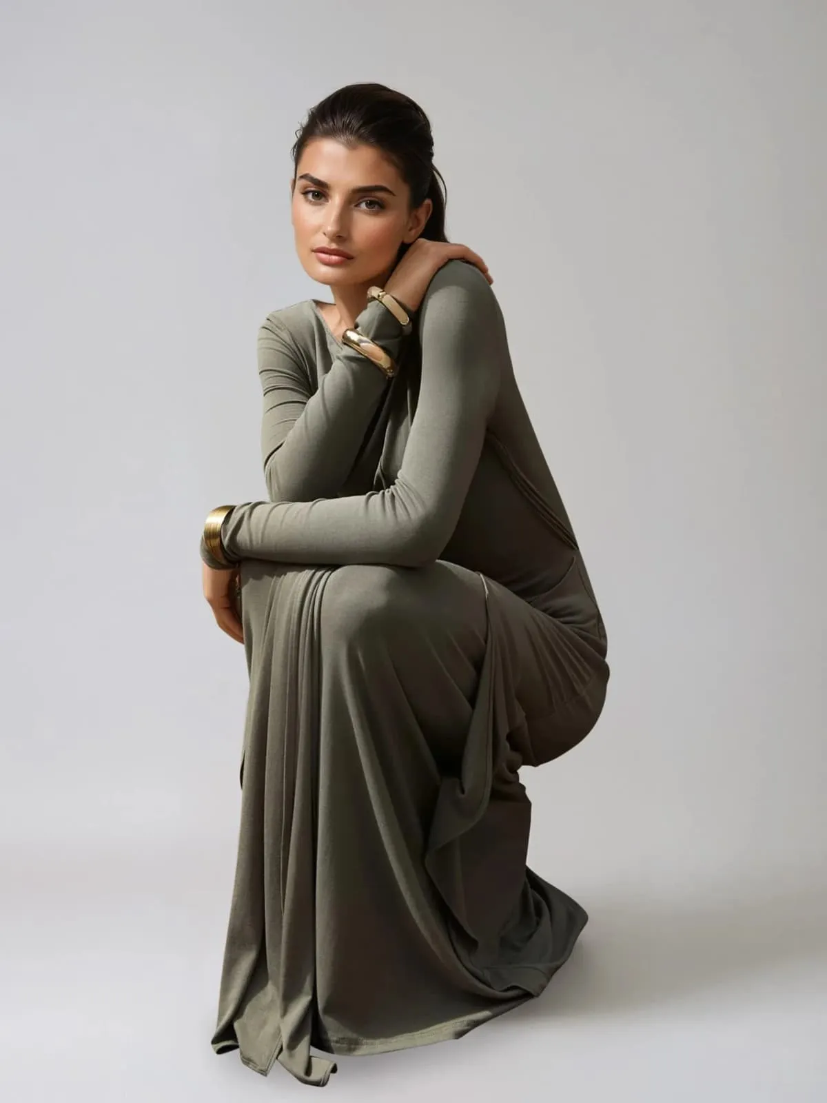 Jovectra Long Sleeve Draped Maxi Dress sold by Mew Mews product image thumbnail 5