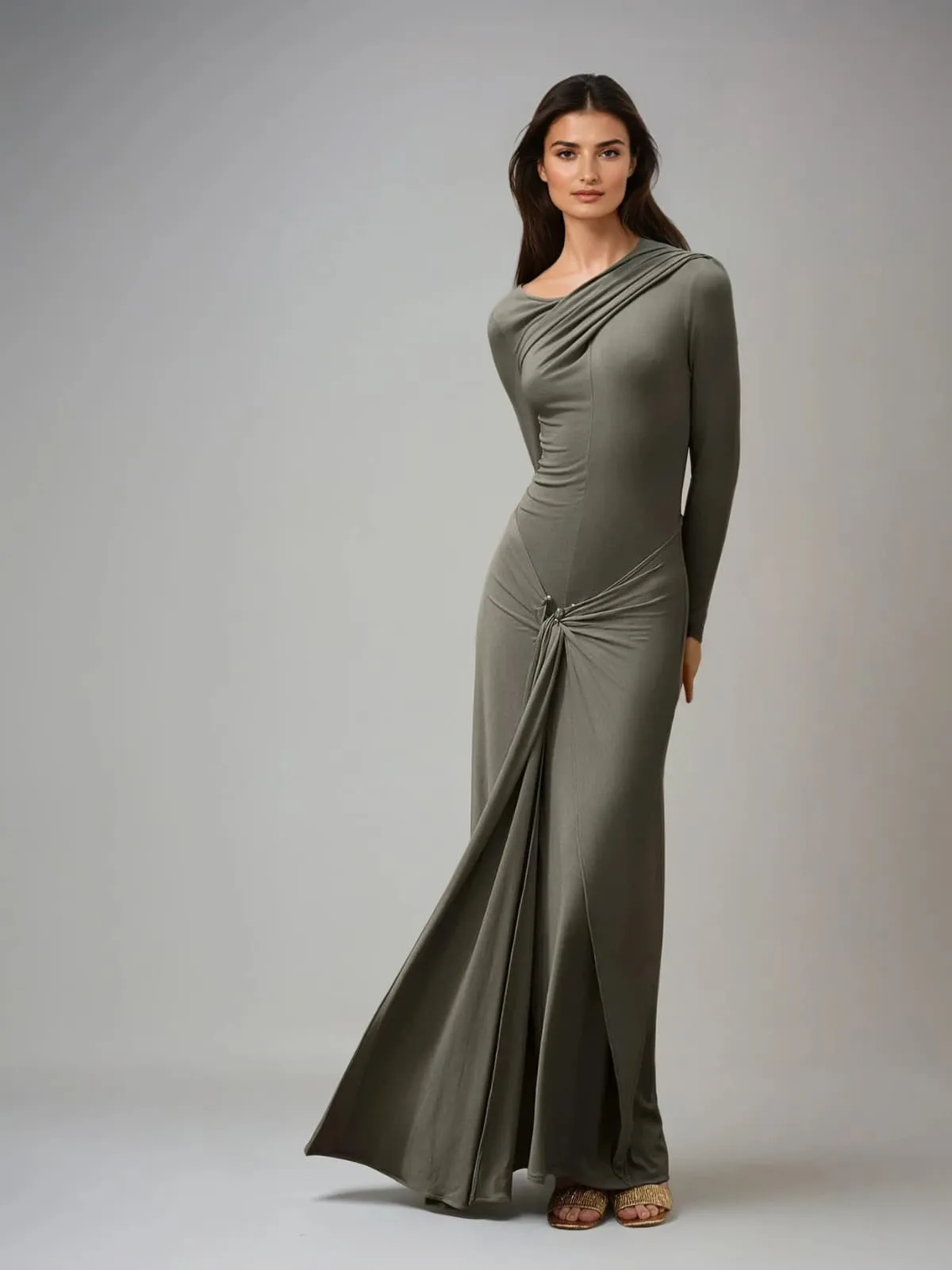 Jovectra Long Sleeve Draped Maxi Dress sold by Mew Mews product image thumbnail 2