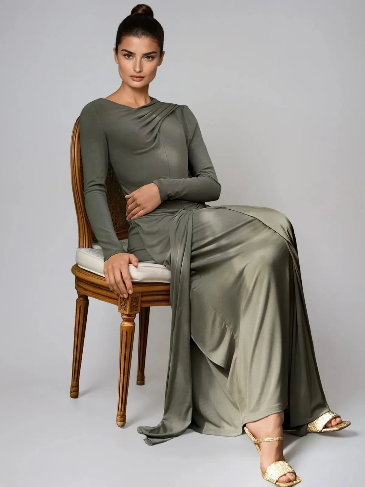 Jovectra Long Sleeve Draped Maxi Dress sold by Mew Mews product image thumbnail 4