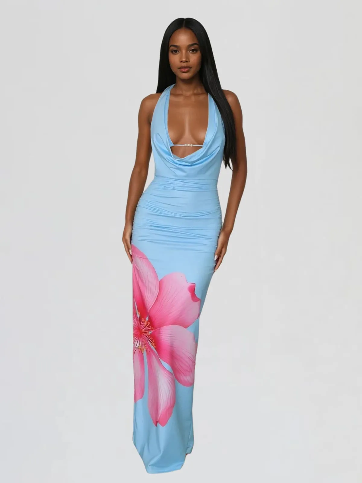 Alyqen Cowl Neck Floral Maxi Dress sold by Mew Mews product image thumbnail 2