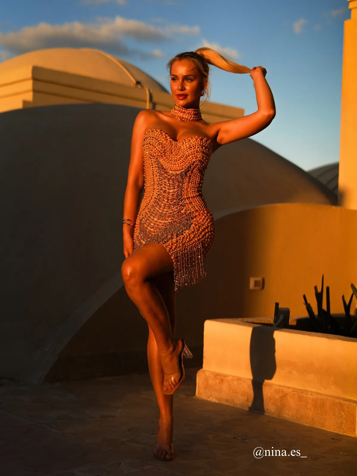 Aryxia Crystal Fringe Chain Mini Dress sold by Mew Mews product image thumbnail 2