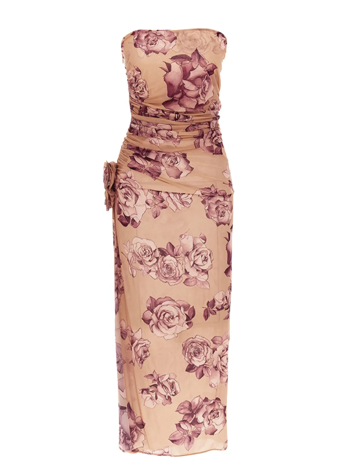 Sylqen Strapless Flower Split Maxi Dress sold by Mew Mews product image thumbnail 4