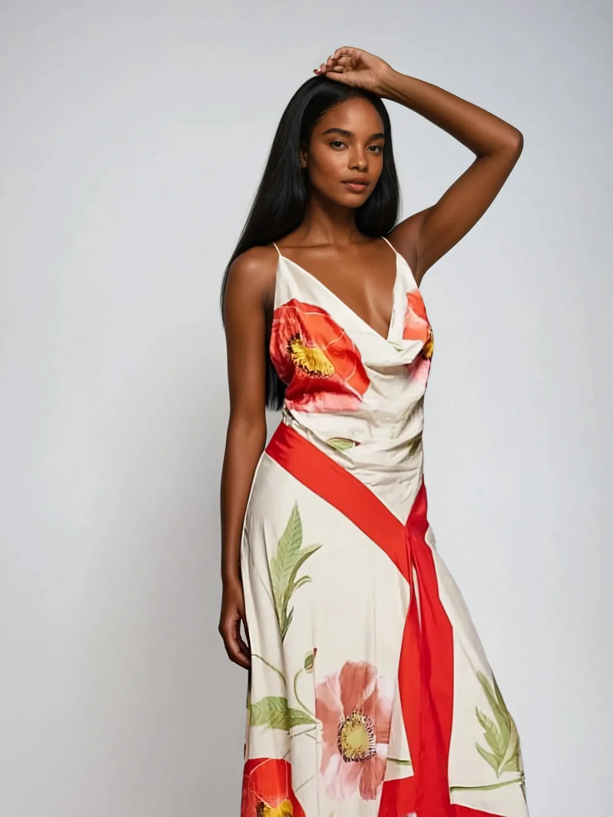 Gravira Cowl Neck Floral Maxi Dress sold by Mew Mews product image thumbnail 2