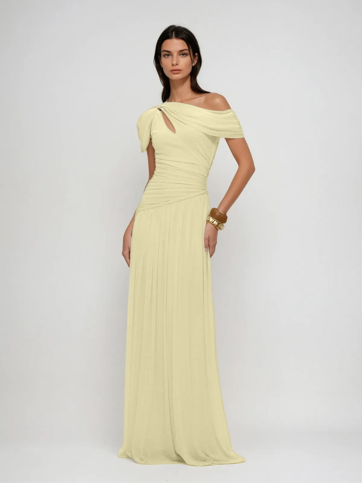 Nexoryn One Shoulder Ruched Maxi Dress sold by Mew Mews product image thumbnail 3