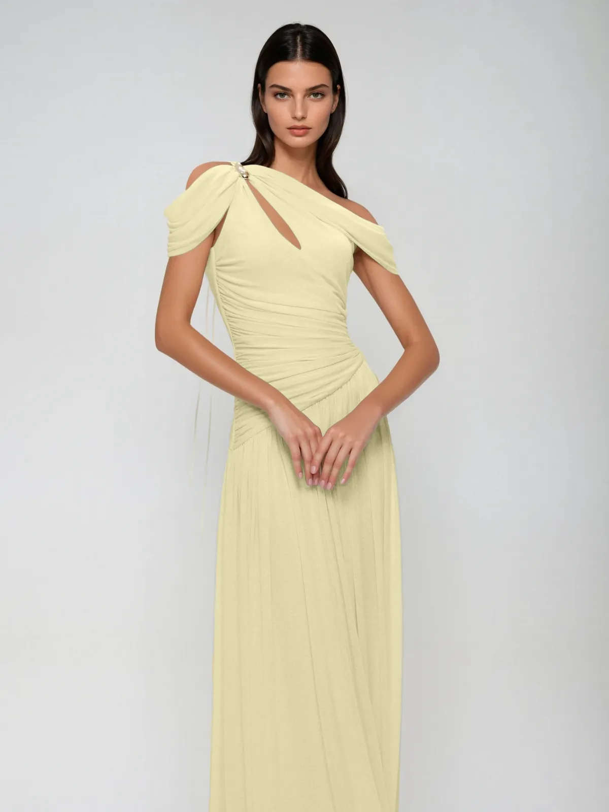 Nexoryn One Shoulder Ruched Maxi Dress sold by Mew Mews product image thumbnail 4