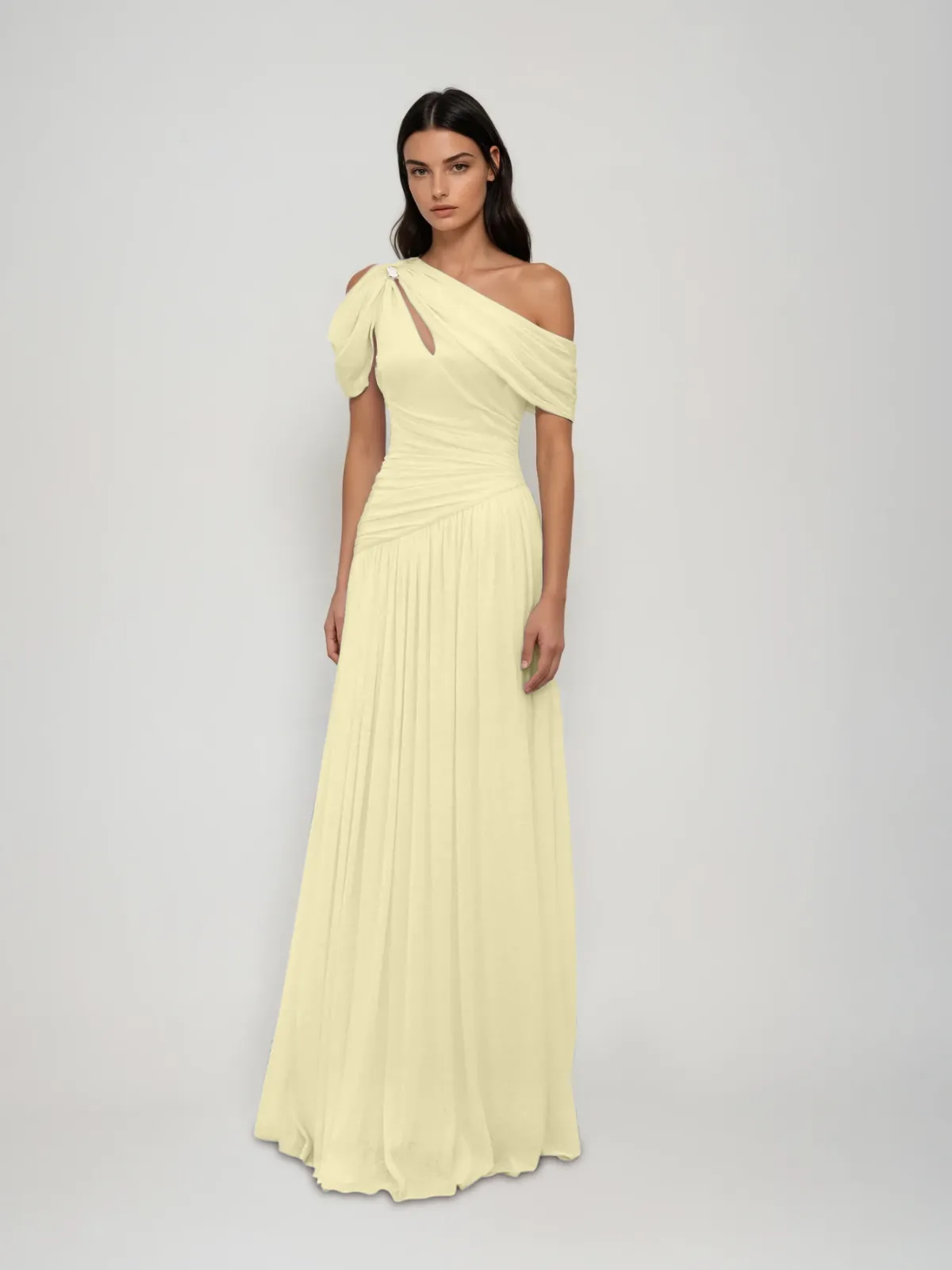Nexoryn One Shoulder Ruched Maxi Dress sold by Mew Mews product image thumbnail 2