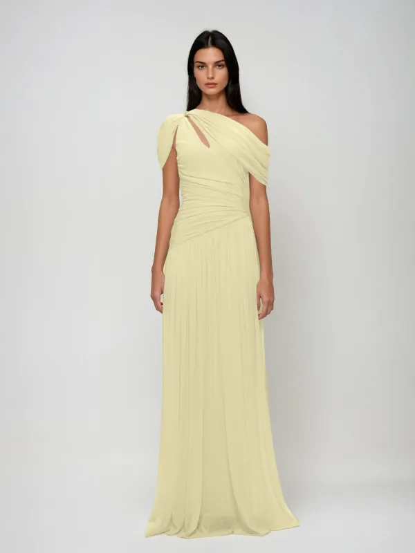 Nexoryn One Shoulder Ruched Maxi Dress sold by Mew Mews