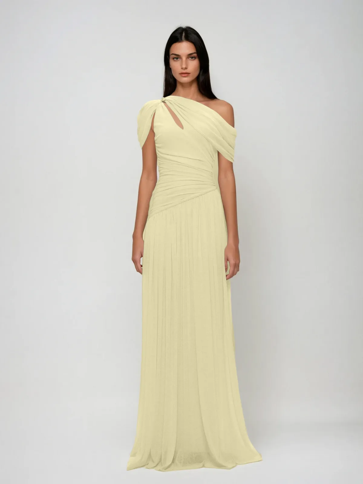 Nexoryn One Shoulder Ruched Maxi Dress sold by Mew Mews