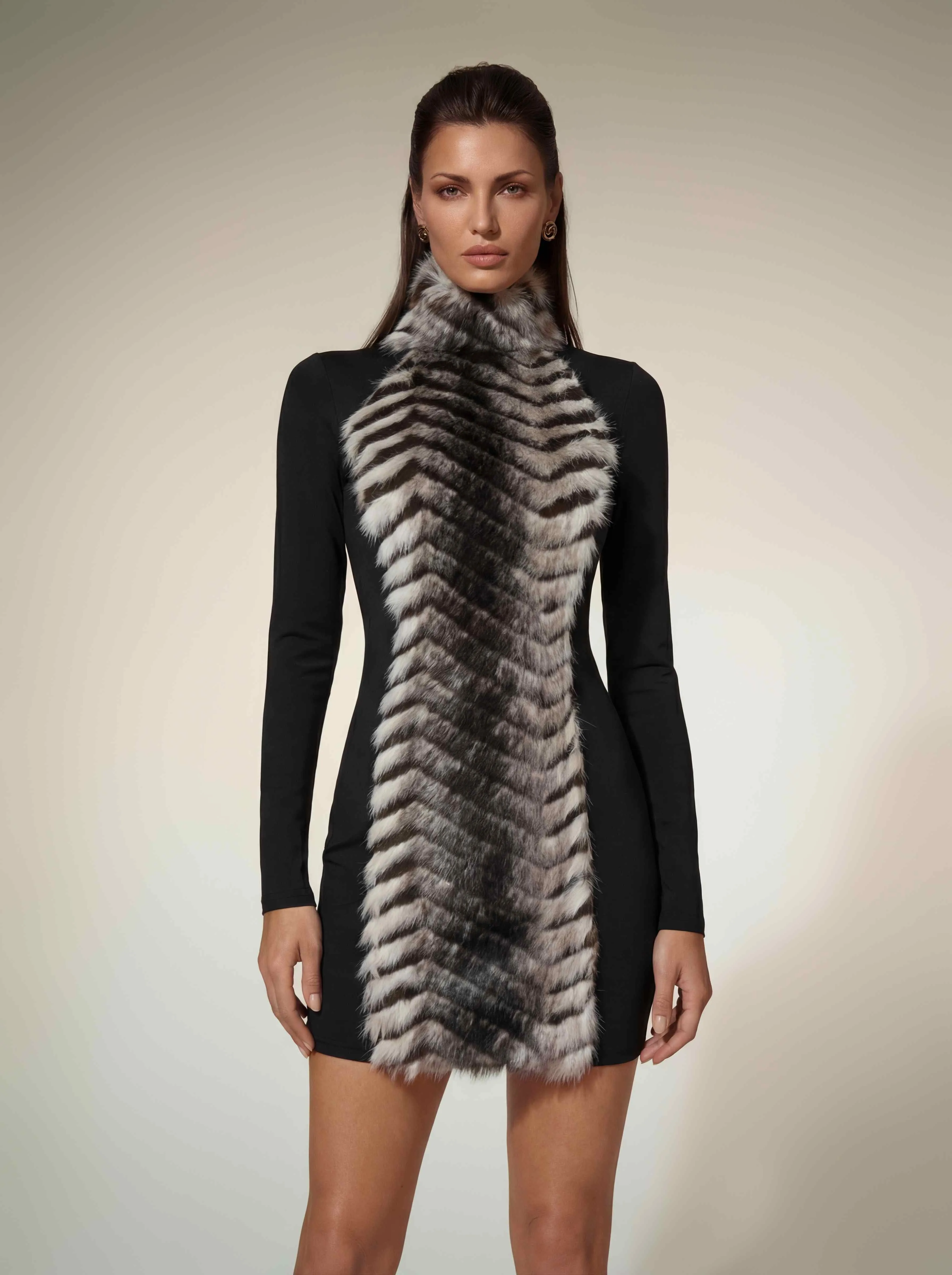 Hadeanix Halterneck Faux Fur Mini Dress sold by Mew Mews product image thumbnail 2