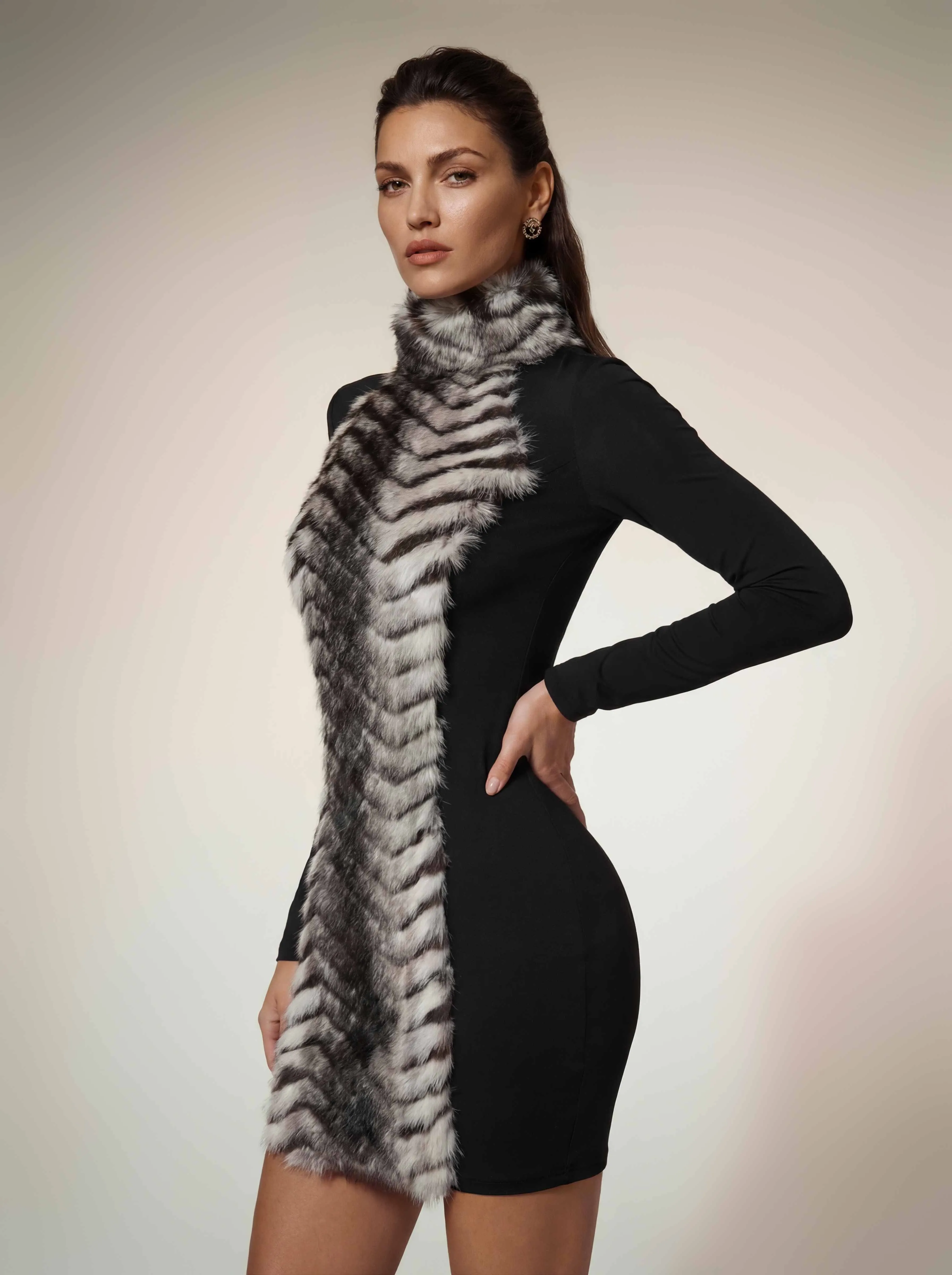 Hadeanix Halterneck Faux Fur Mini Dress sold by Mew Mews product image thumbnail 3