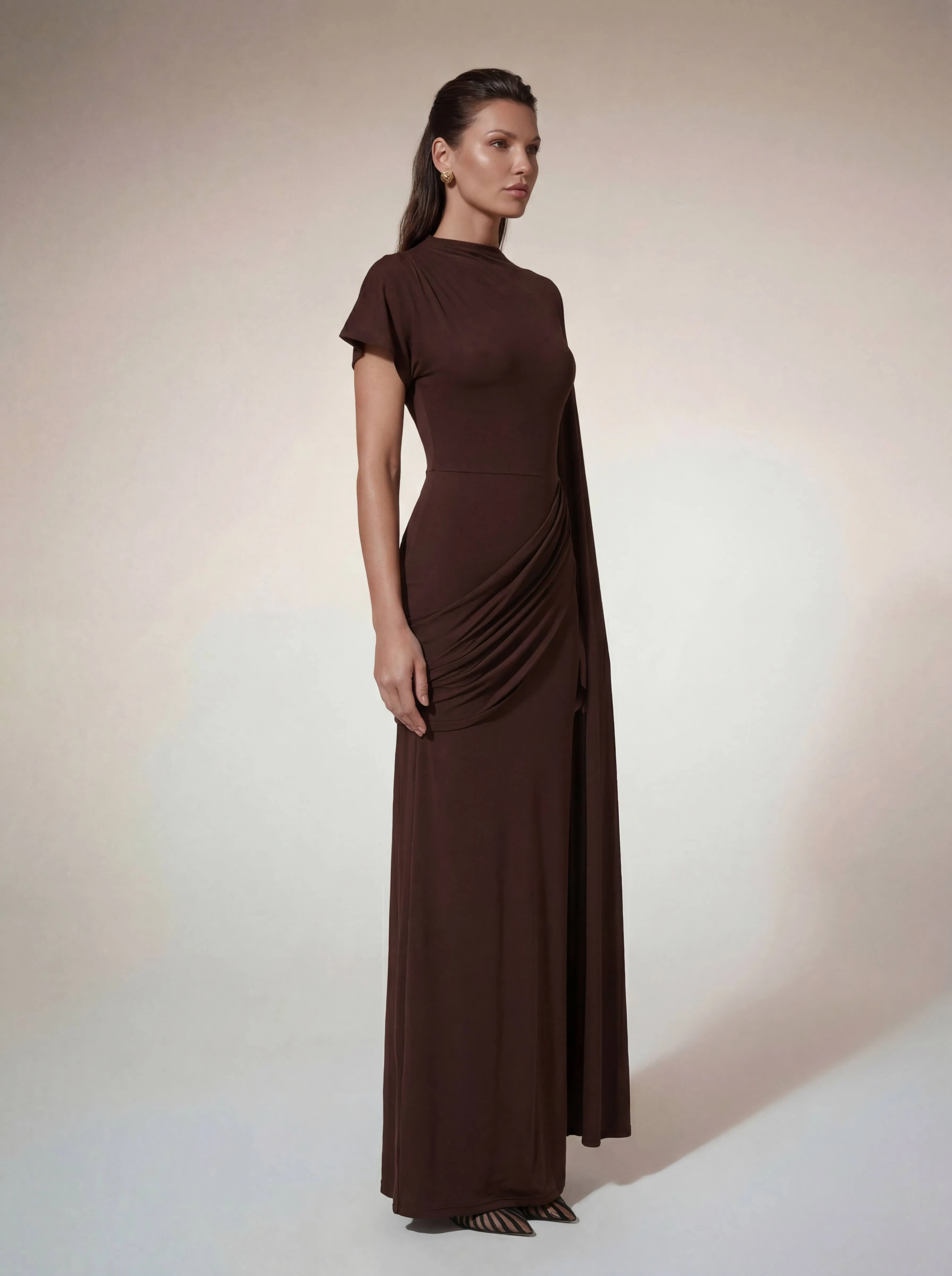 Tyvex Short Sleeve Draped Maxi Dress sold by Mew Mews product image thumbnail 5