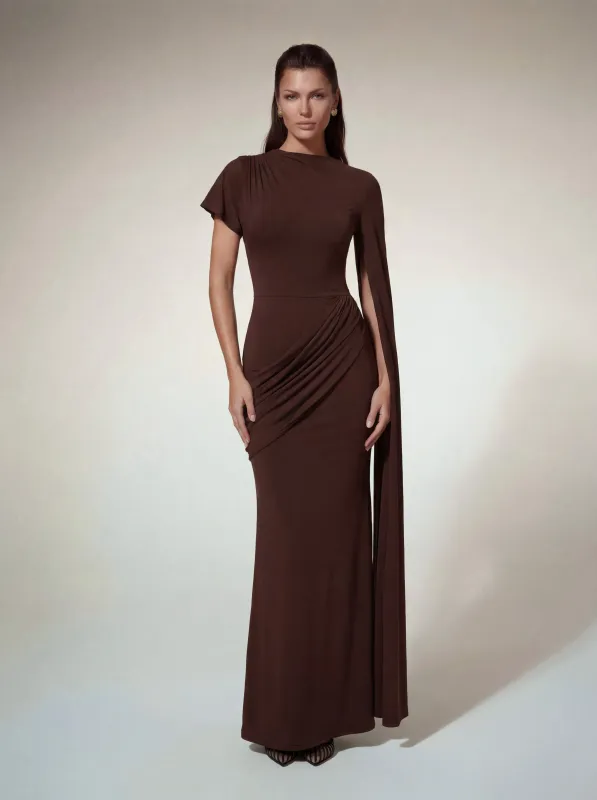 Tyvex Short Sleeve Draped Maxi Dress sold by Mew Mews