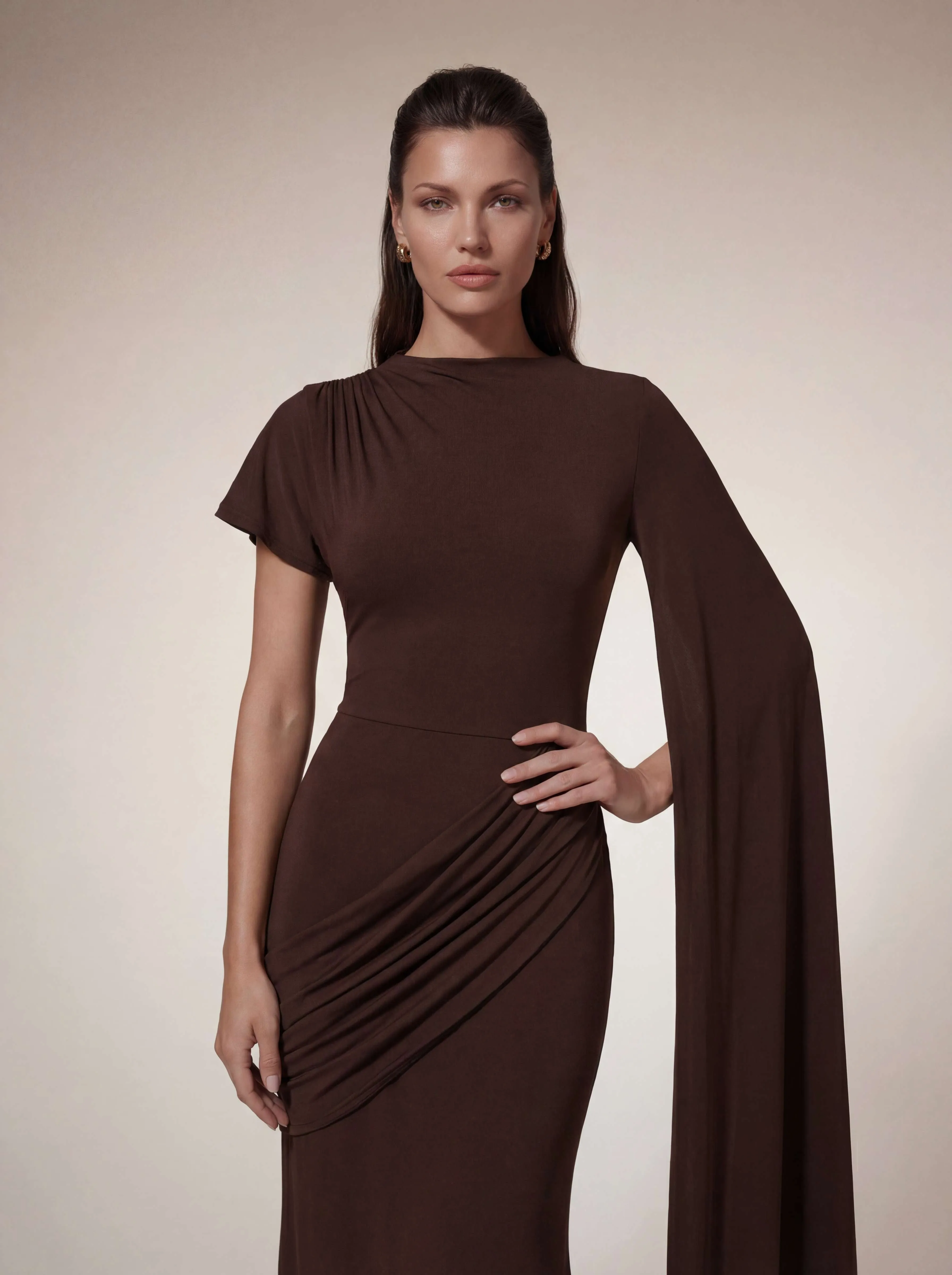 Tyvex Short Sleeve Draped Maxi Dress sold by Mew Mews product image thumbnail 4
