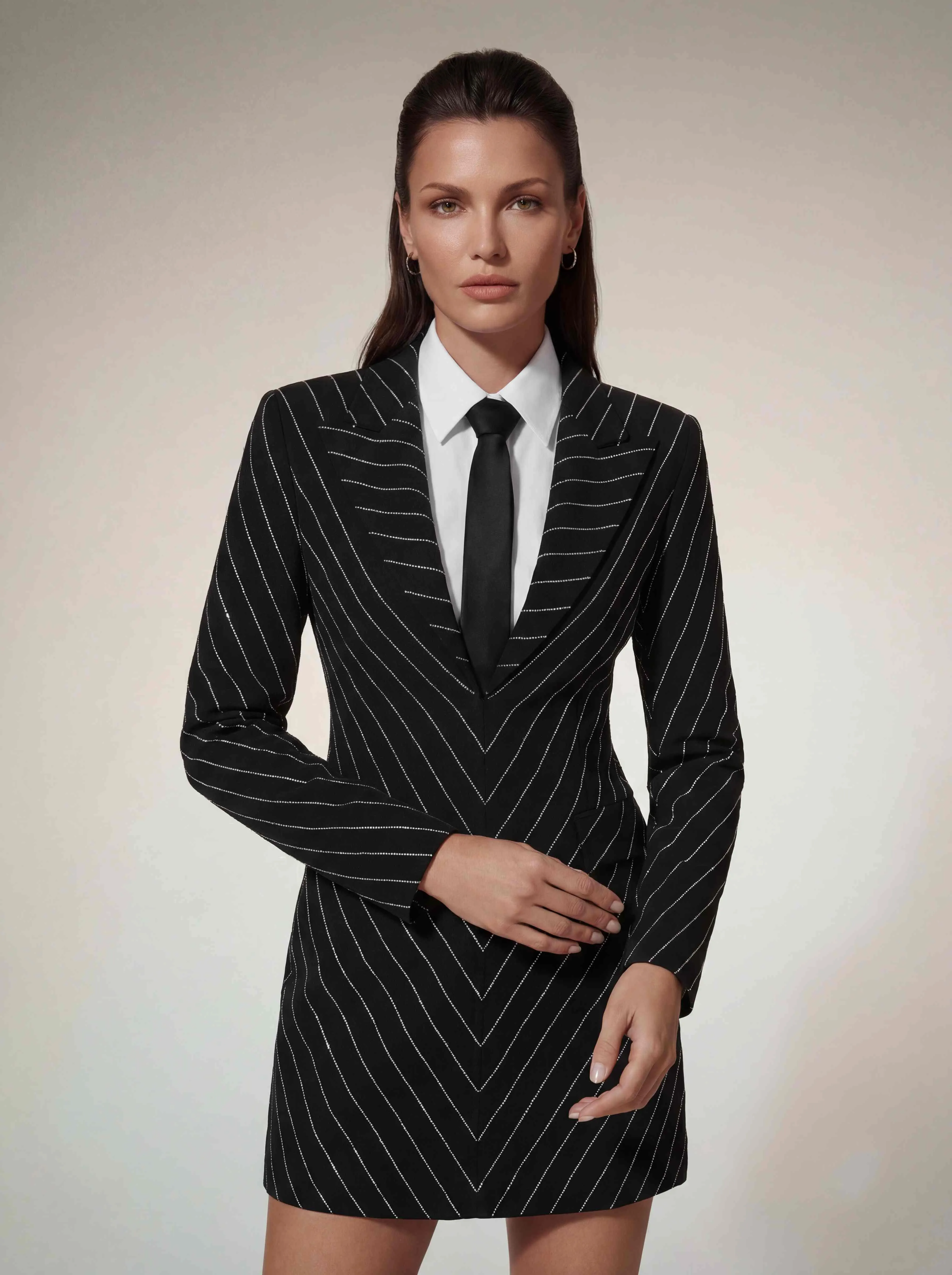 Kavexra Stripe Rhinestone Mini Dress sold by Mew Mews product image thumbnail 2