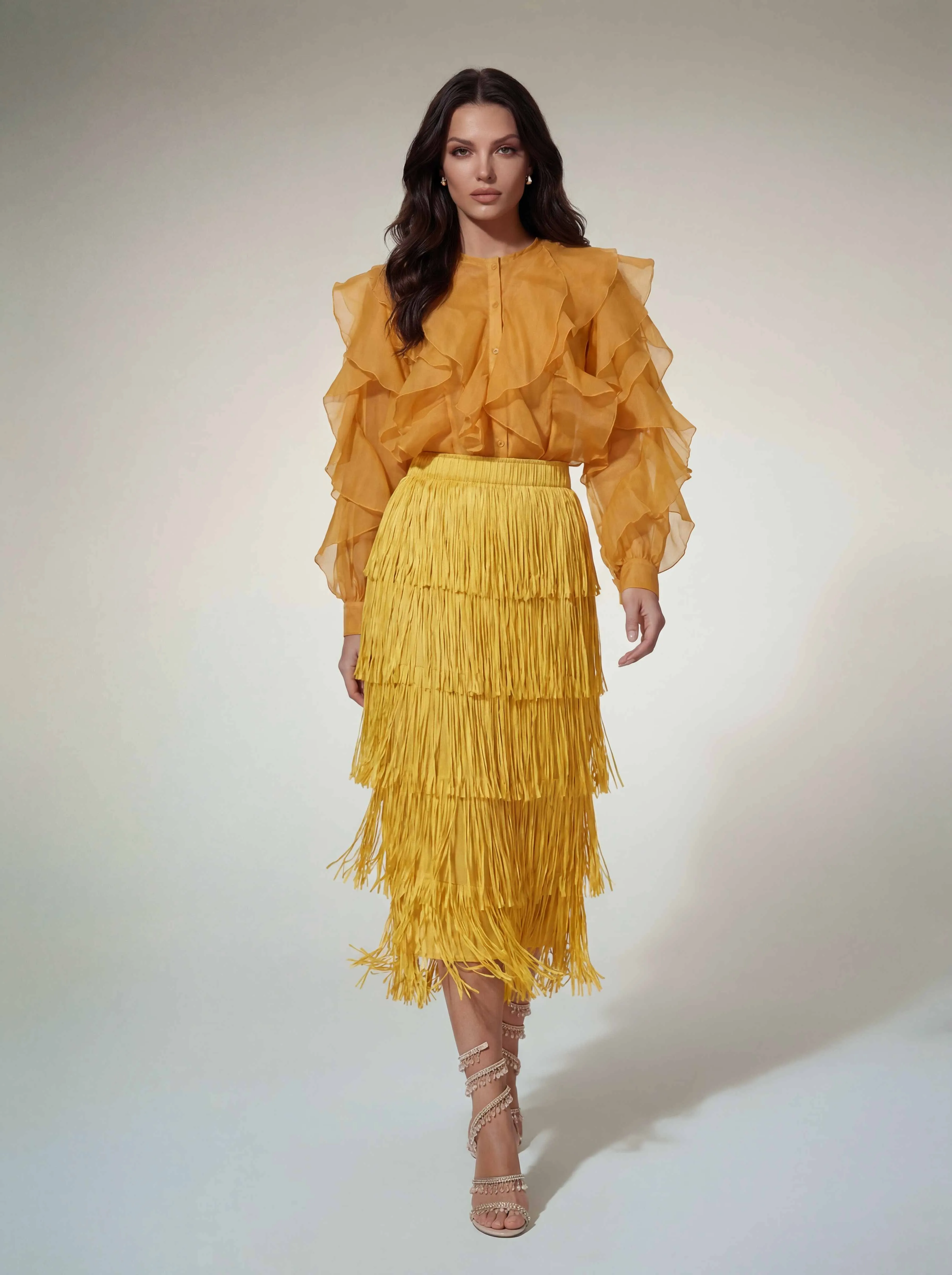 Doryxel Ruffle Fringe Skirt Set sold by Mew Mews