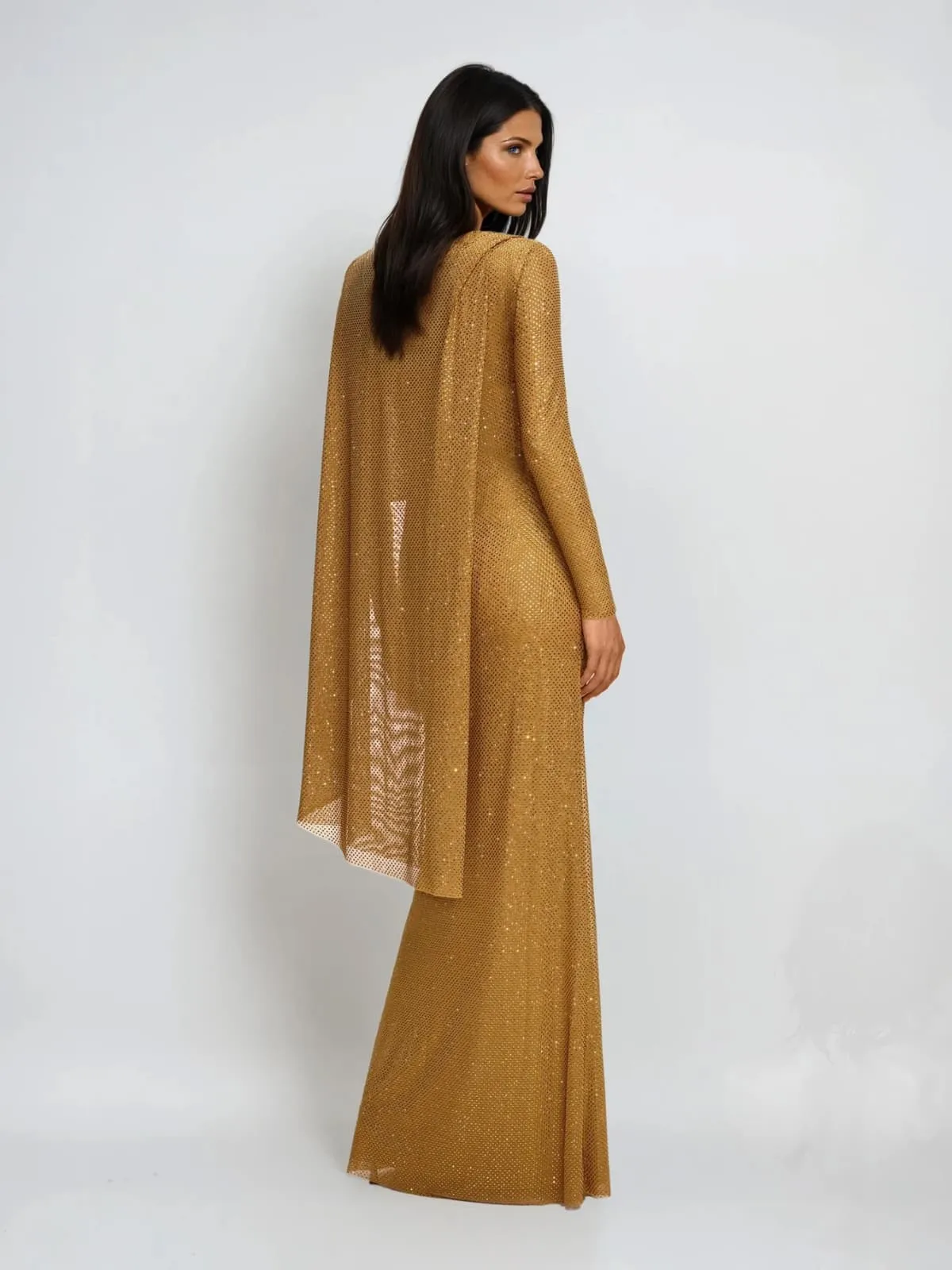 Rynvila Cape Rhinestone Maxi Dress sold by Mew Mews product image thumbnail 3