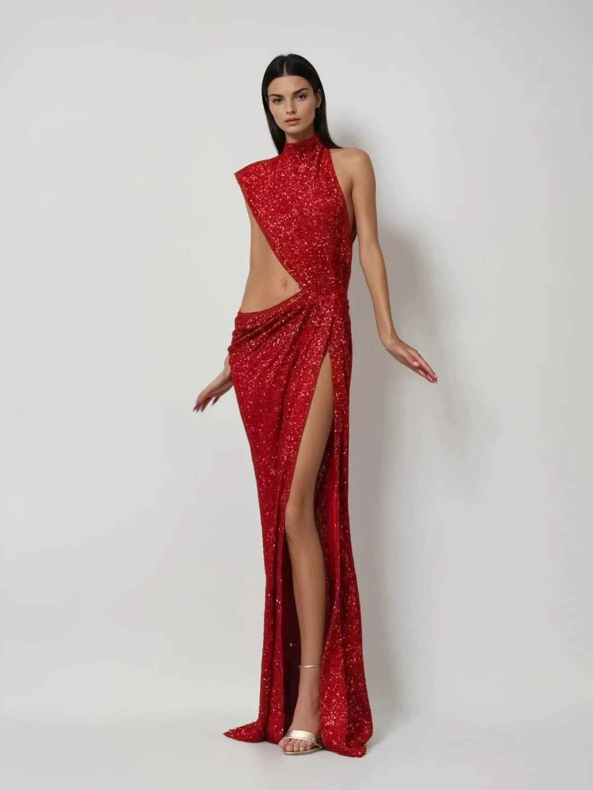 Delyxa Cutout Sequin Split Maxi Dress sold by Mew Mews product image thumbnail 2