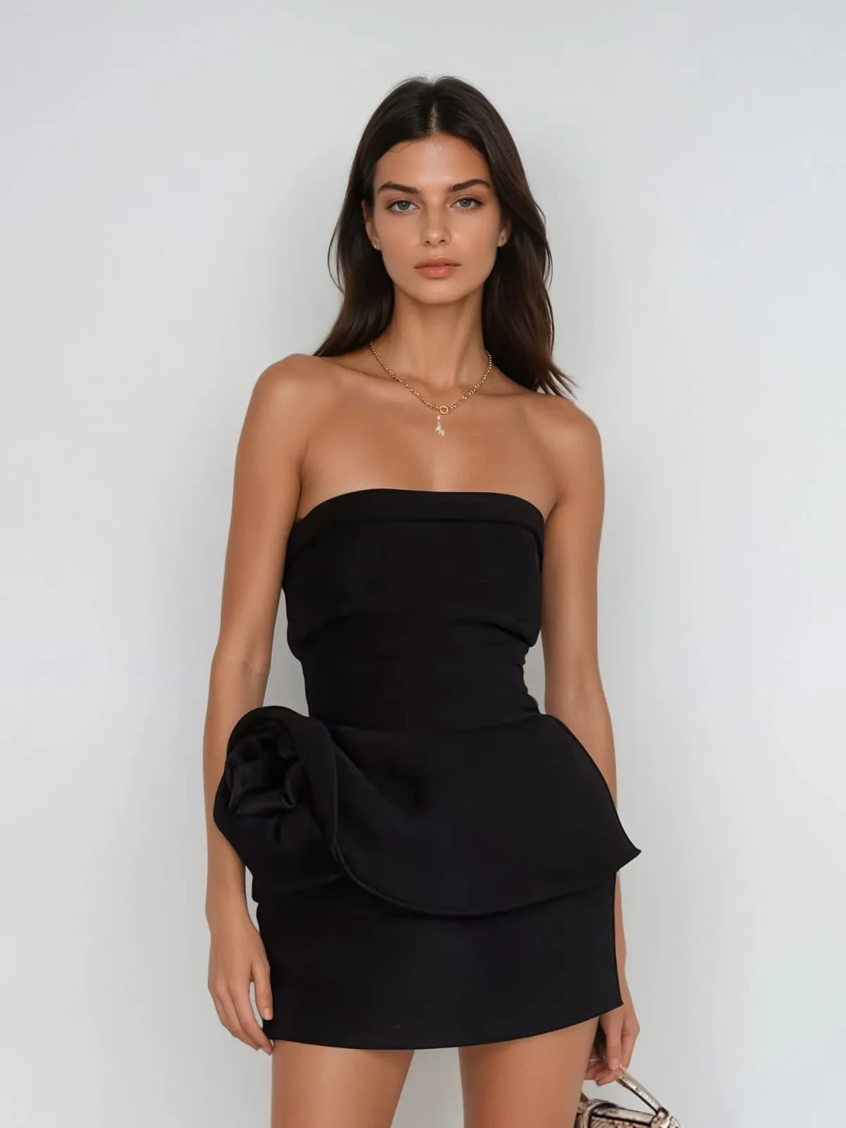 Uxvila Strapless Flower Mini Dress sold by Mew Mews product image thumbnail 2