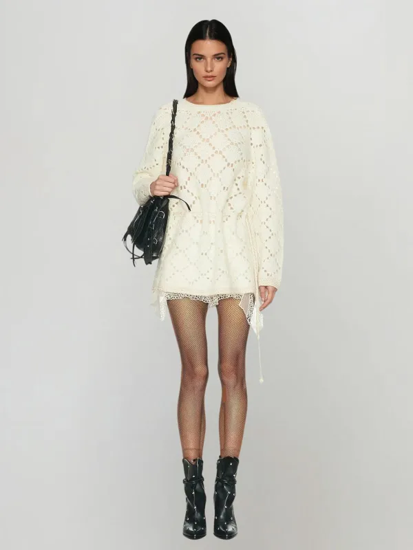 Bexvila Long Sleeve Cutout Knit Mini Dress sold by Mew Mews