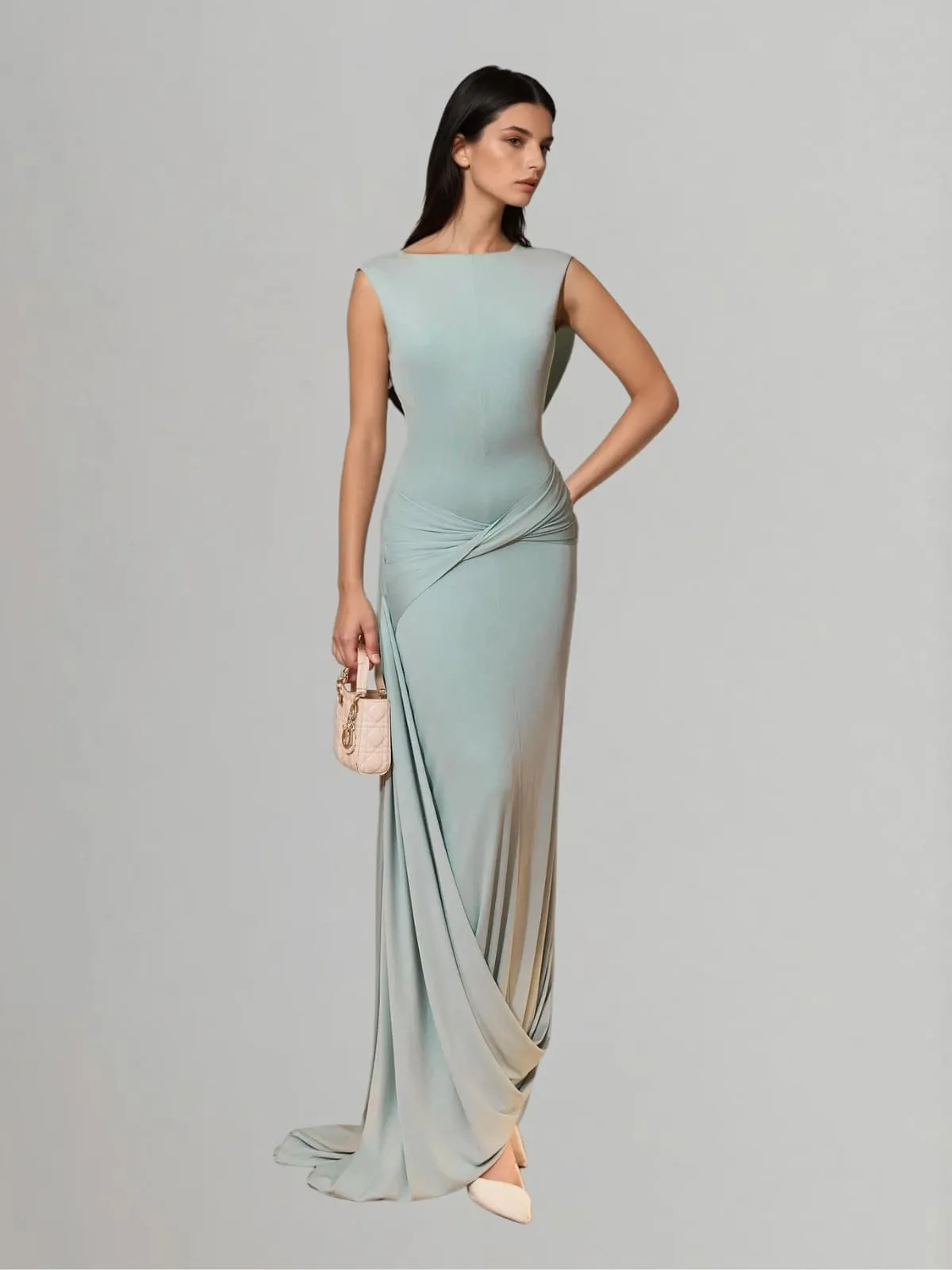 Yovqen Backless Draped Maxi Dress sold by Mew Mews product image thumbnail 2
