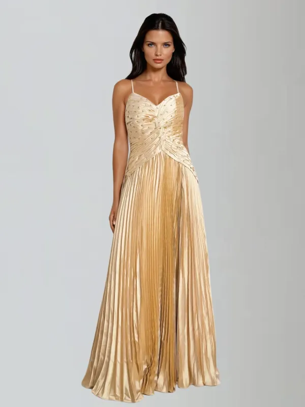 Jagtopo Spaghetti Twisted Pleated Maxi Dress made by Mew Mews