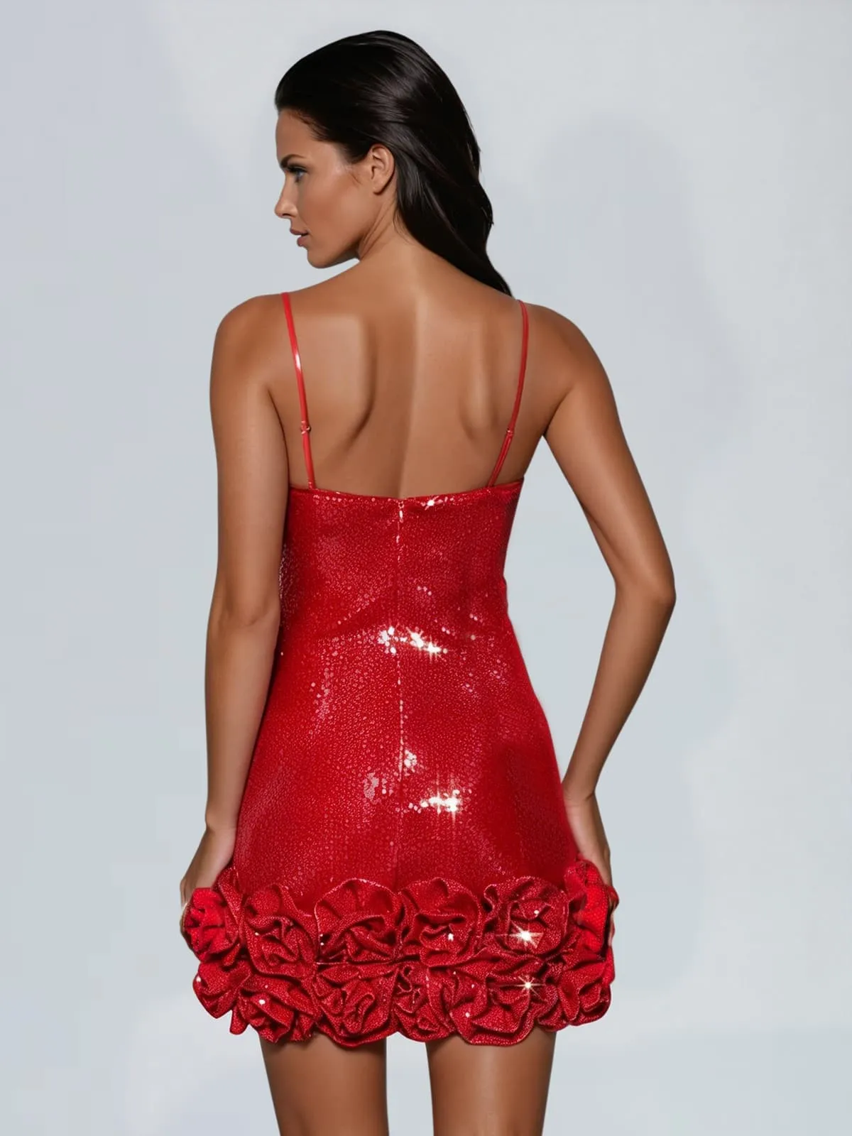 Jellita Spaghetti Sequin Flower Mini Dress sold by Mew Mews product image thumbnail 4