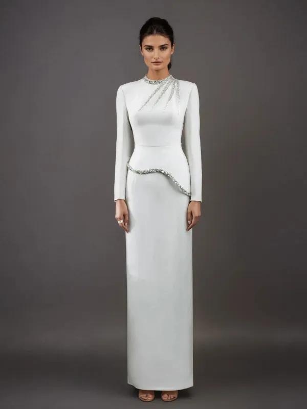 Qelyrix Long Sleeve Rhinestone Maxi Dress sold by Mew Mews