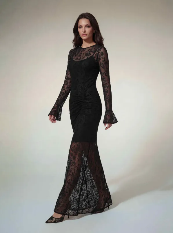 Altilde Long Sleeve Floral Ruched Maxi Dress sold by Mew Mews