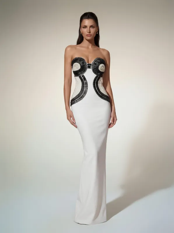 Bozica Strapless Rhinestone Maxi Dress sold by Mew Mews