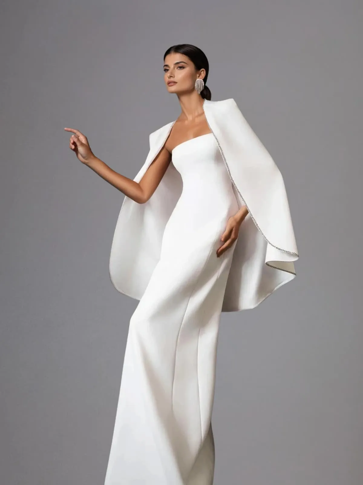 Drexor Strapless Cape Rhinestone Maxi Dress sold by Mew Mews product image thumbnail 2