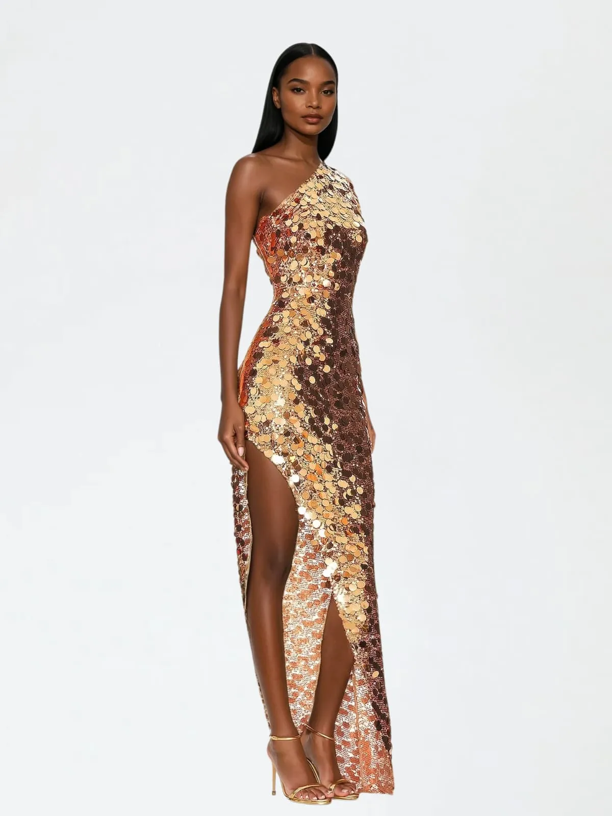 Zev One Shoulder Asymmetric Sequin Dress sold by Mew Mews product image thumbnail 2