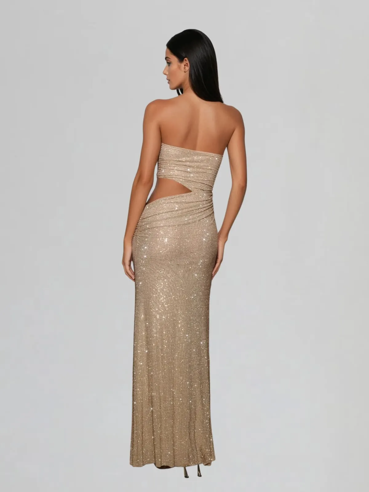Zelyxa Strapless Rhinestone Cutout Maxi Dress sold by Mew Mews product image thumbnail 5