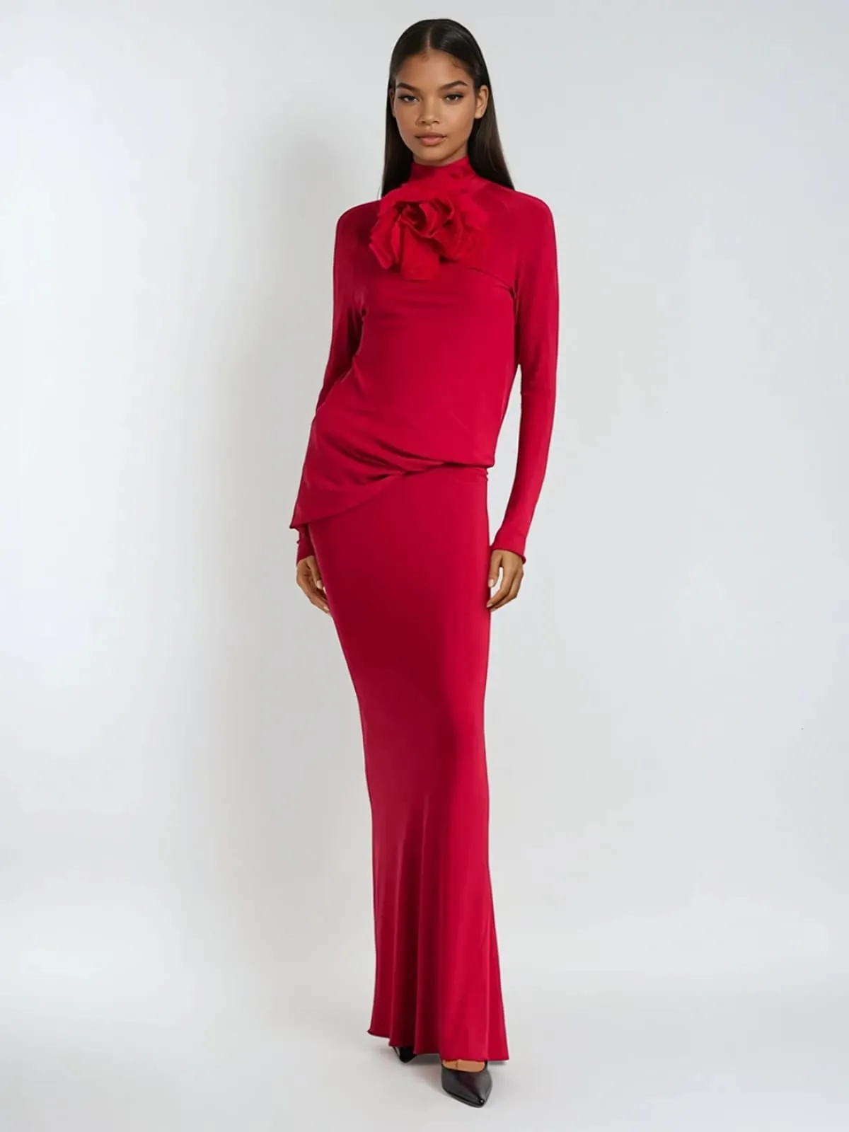 Gaxelyn Open Back Flower Maxi Dress sold by Mew Mews