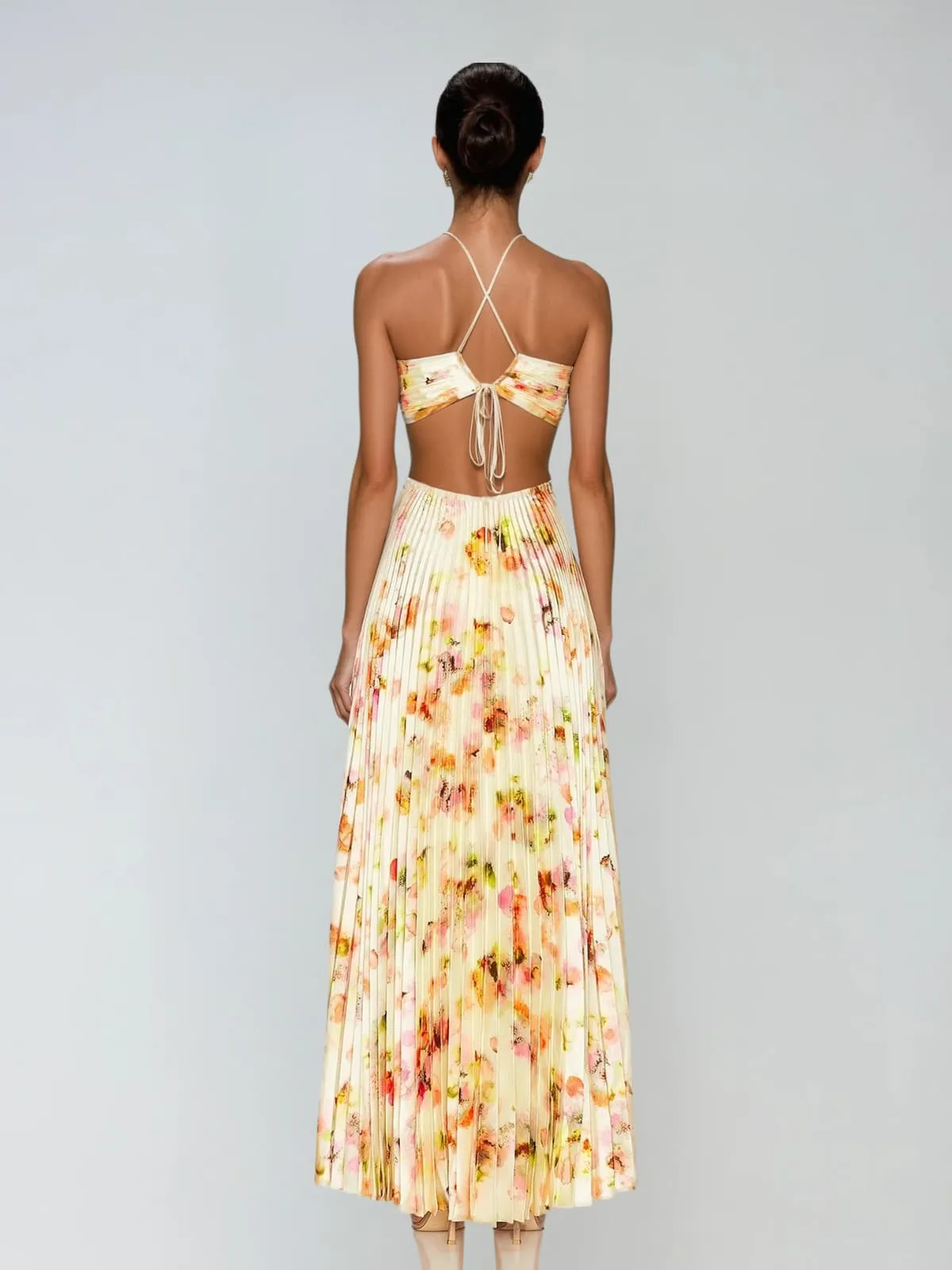 Soryxa Cutout Pleated Floral Maxi Dress sold by Mew Mews product image thumbnail 3