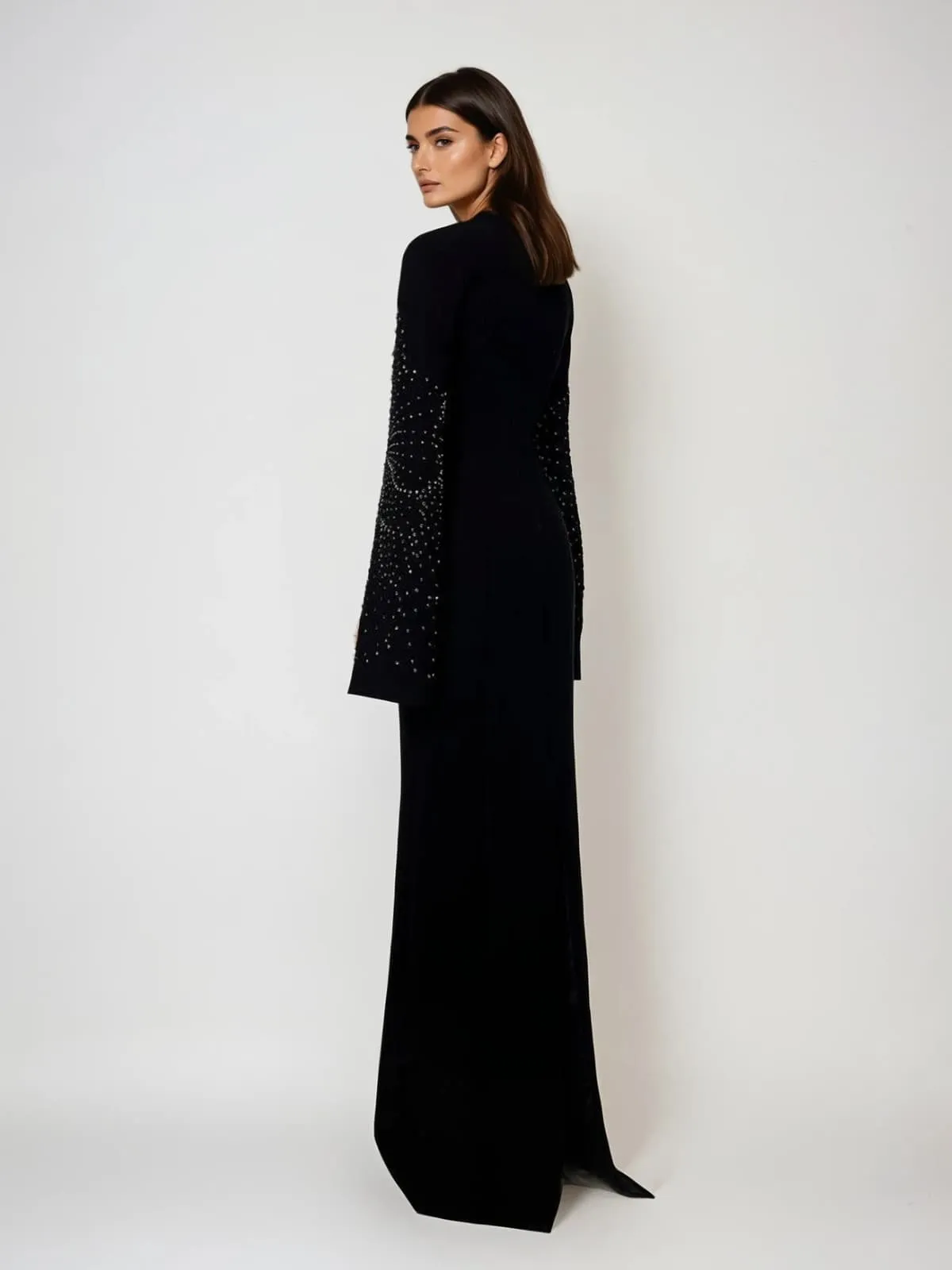 Corylin Cape Sleeve Rhinestone Maxi Dress sold by Mew Mews product image thumbnail 3