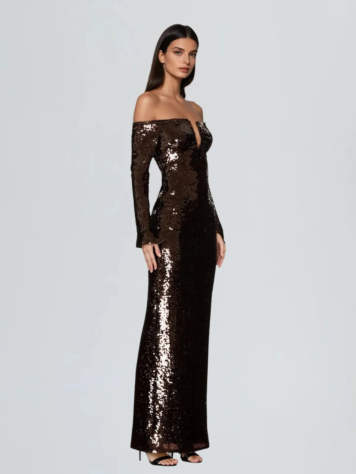 Uxoryl Off Shoulder Sequin Split Maxi Dress sold by Mew Mews product image thumbnail 2