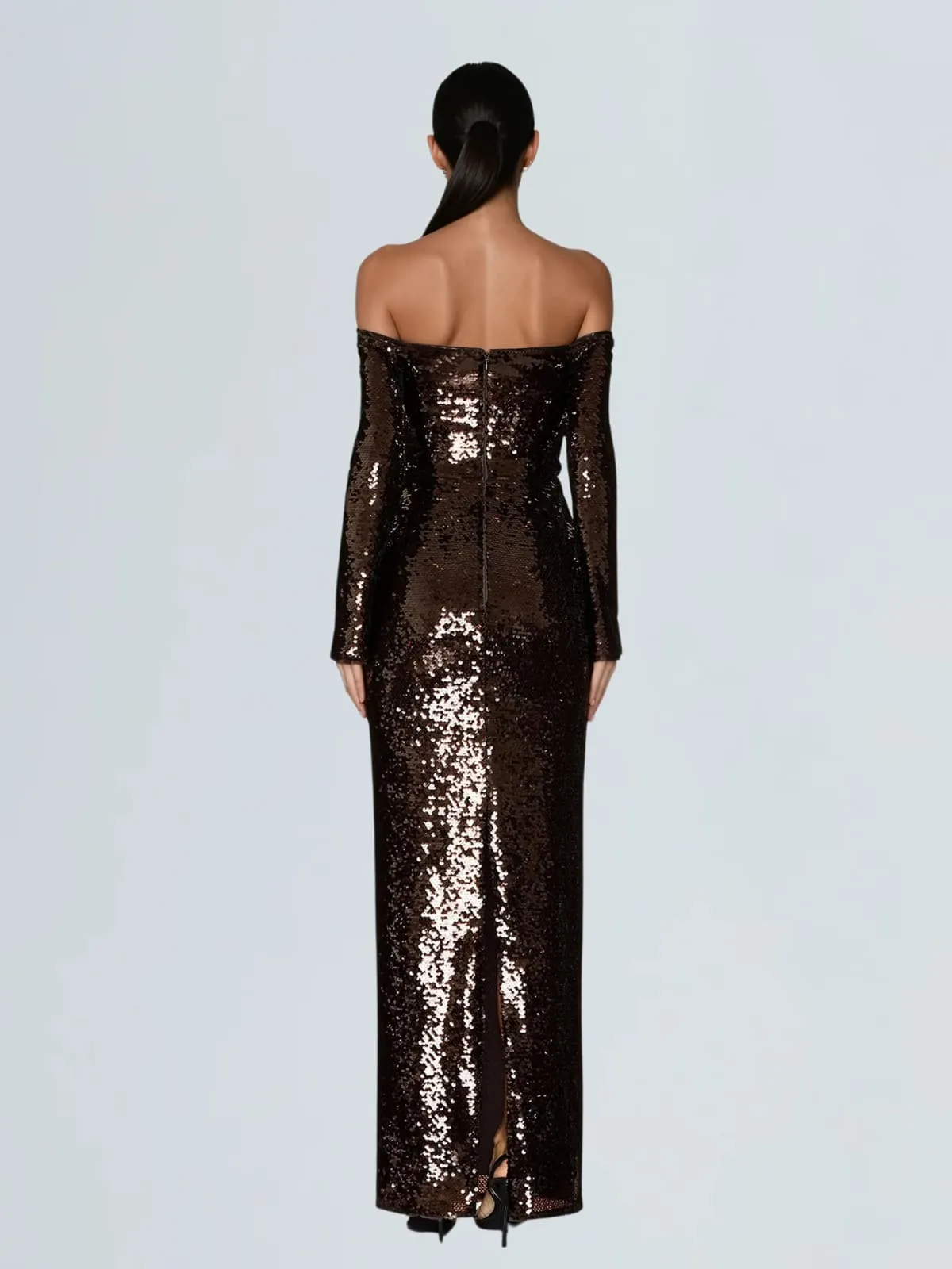 Uxoryl Off Shoulder Sequin Split Maxi Dress sold by Mew Mews product image thumbnail 3