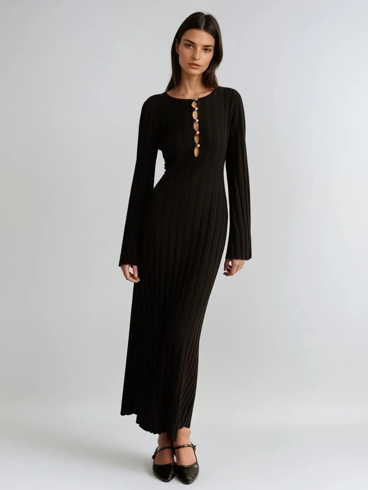 Mavora Bell Sleeve Knit Maxi Dress sold by Mew Mews product image thumbnail 2